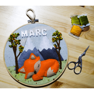 Bastidor zorrito durmiendo con nombre