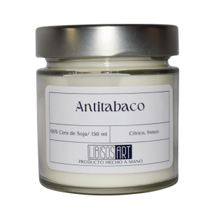 Vela en tarro de cera de soja con tapa, 150ml. Olor: Antitabaco