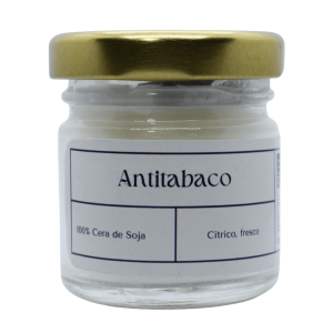 Mini vela en tarro de cera de soja con tapa, 42ml. Olor: Antitabaco