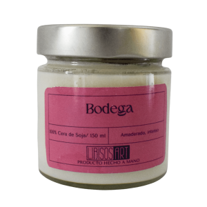Vela en tarro de cera de soja con tapa, 150ml. Olor: Bodega