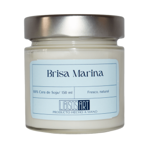 Vela en tarro de cera de soja con tapa, 150ml. Olor: Brisa Marina