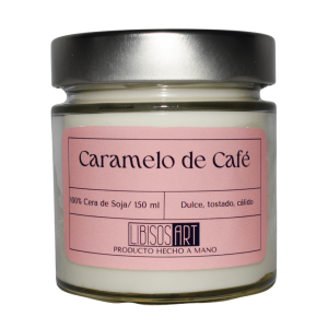 Vela en tarro de cera de soja con tapa, 150ml. Olor: Caramelo de Café