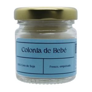 Tarro abierto mini vela de soja. Olor: Colonia de Bebé