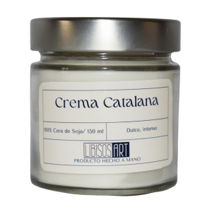 Vela en tarro de cera de soja con tapa, 150ml. Olor: Crema Catalana