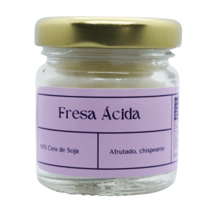 Mini vela en tarro de cera de soja con tapa, 42ml. Olor: Fresa Ácida