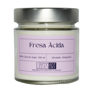 Vela en tarro de cera de soja con tapa, 150ml. Olor: Fresa ácida