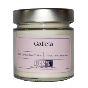 Vela en tarro de cera de soja con tapa, 150ml. Olor: Galleta