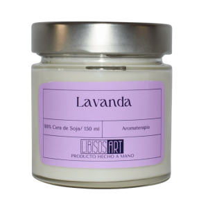 Vela en tarro de cera de soja con tapa, 150ml. Olor: Lavanda