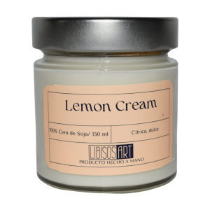Vela en tarro de cera de soja con tapa, 150ml. Olor: Lemon Cream