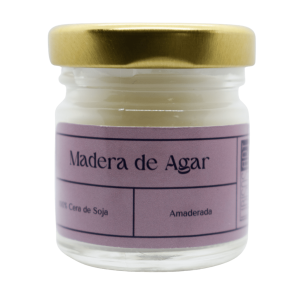 Mini vela en tarro de cera de soja con tapa, 42 ml. Olor: Madera de Agar