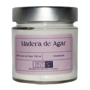 Vela en tarro de cera de soja con tapa, 150ml. Olor: Madera de Agar