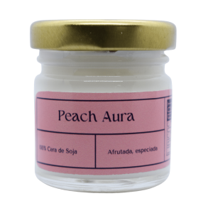 Mini vela en tarro de cera de soja con tapa, 42 ml. Olor: Peach Aura