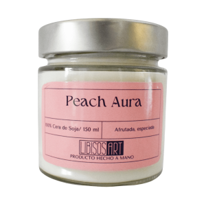 Vela en tarro de cera de soja con tapa, 150 ml. Olor: Peach Aura