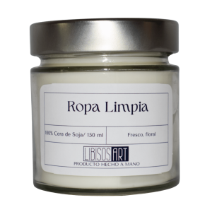 Vela en tarro de cera de soja con tapa, 150 ml. Olor: Ropa Limpia